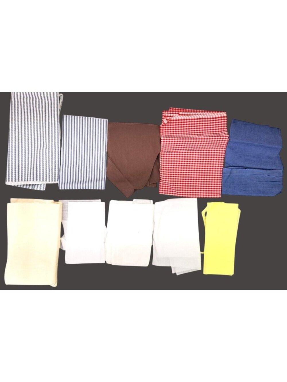 Vintage Assorted Fabric Remnant Lot 1lb 4oz Stripe Solid Craft Sewing Quilt Blue